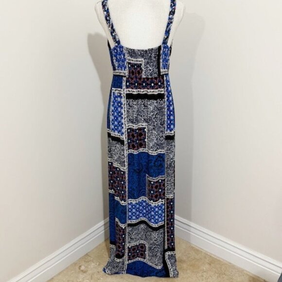 Style & Co Blue Multi Paisley Sleeveless Maxi Dress Braided Straps Size L - Picture 5 of 7